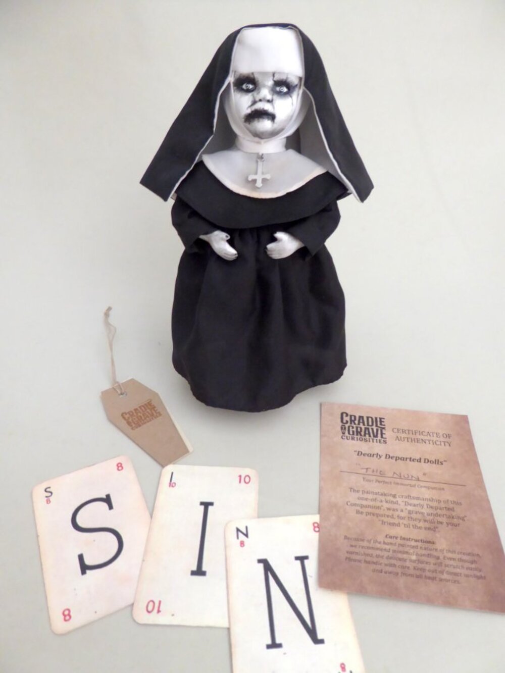 NEW OOAK 9” THE NUN UPCYCLED GOTHIC HALLOWEEN HORROR PORCELAIN DOLL ODDITY